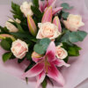 Pink Lily and Rose hand tied